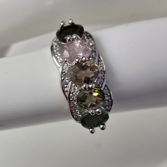 Sterling Silver 925 Elegant Multi-Color Tourmaline Silver Ring - Picture 5 of 9